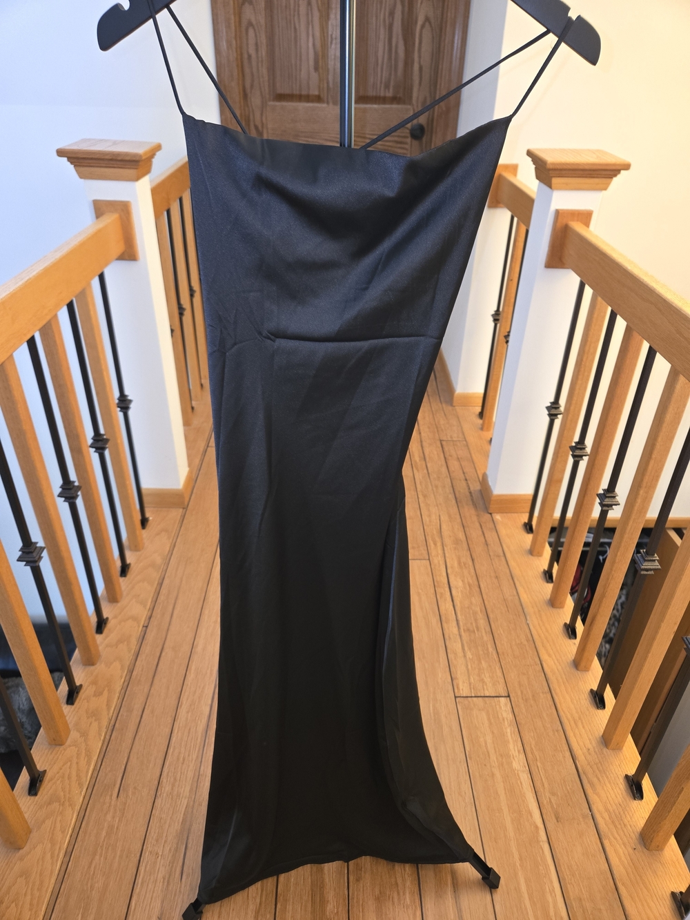 Classic Black Satin Midi Dress